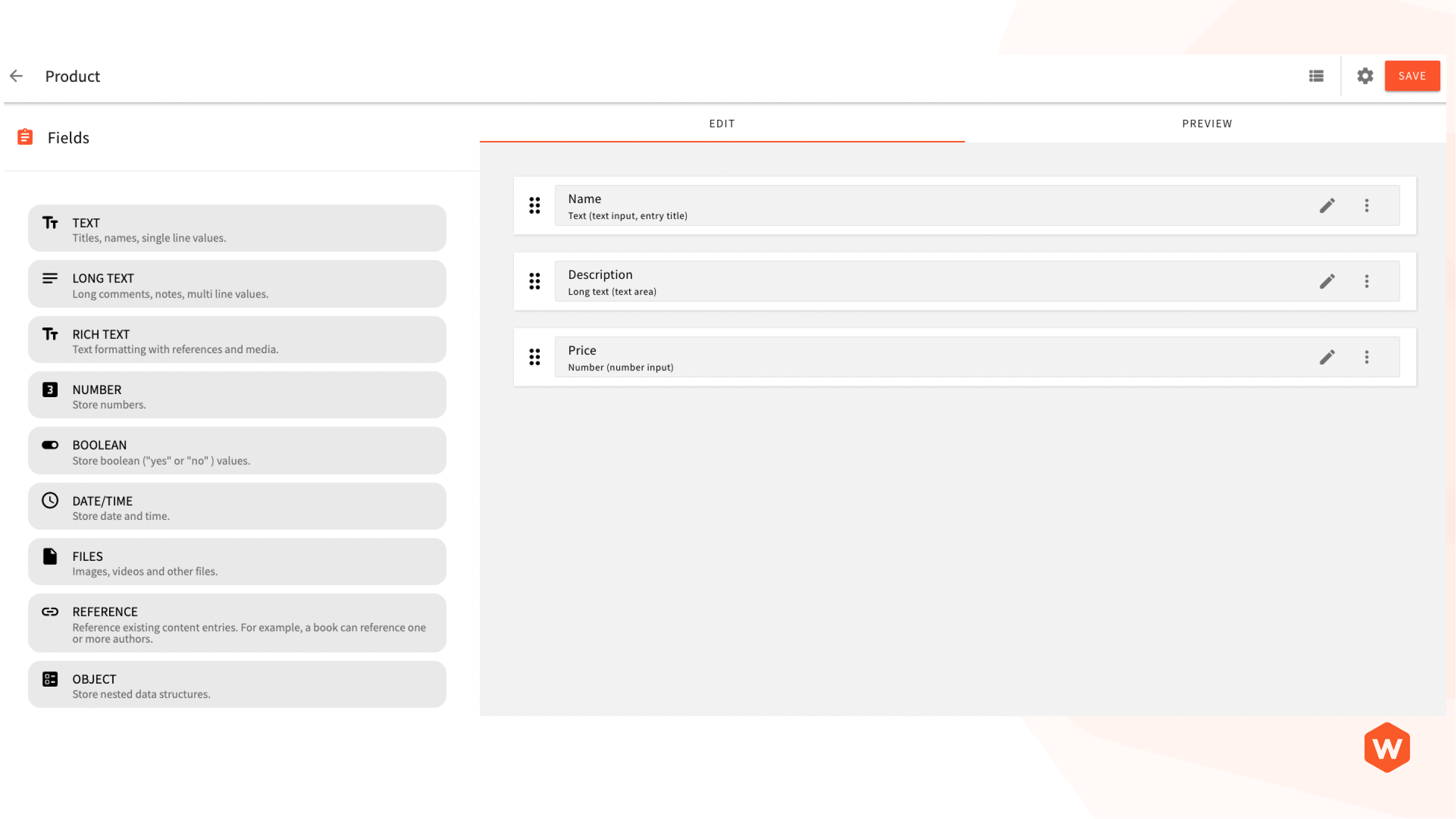 Product Content Model (Webiny User Interface)